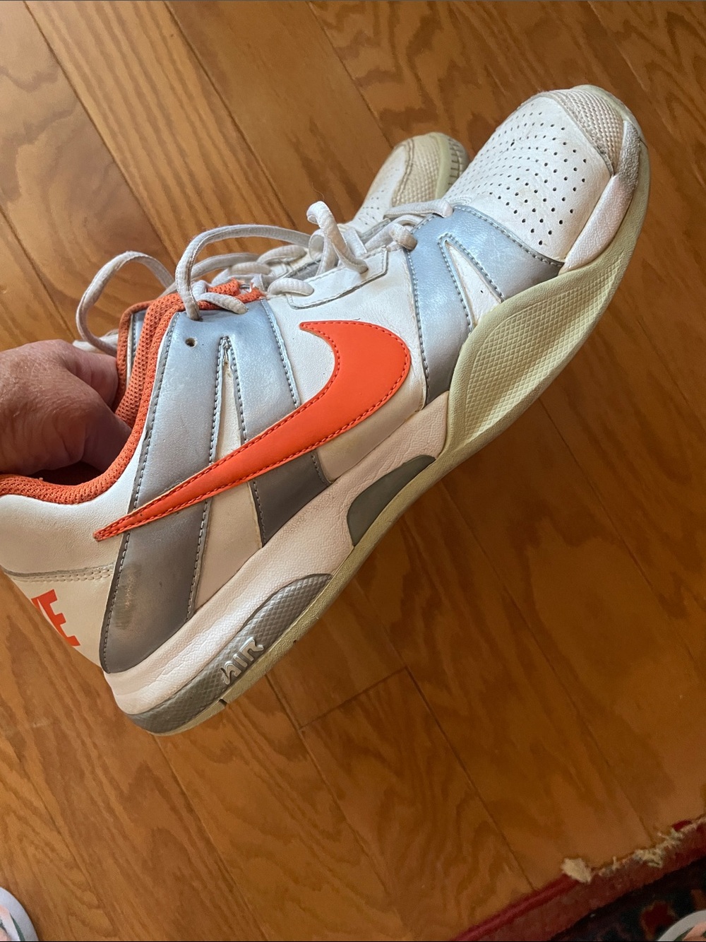 Nike Kids White and Orange Athletic Sneakers